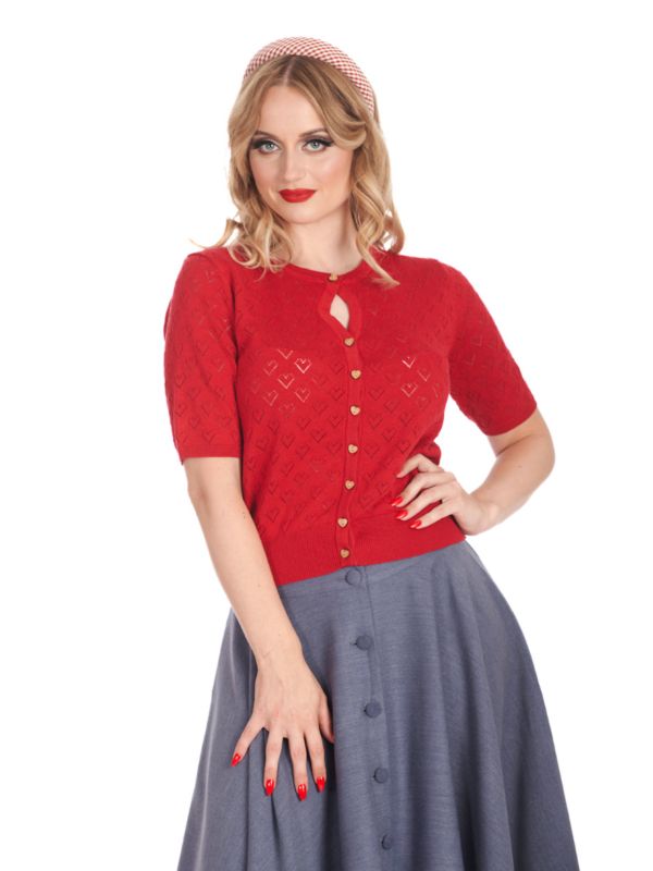 HEART BLOOMS CARDIGAN Red