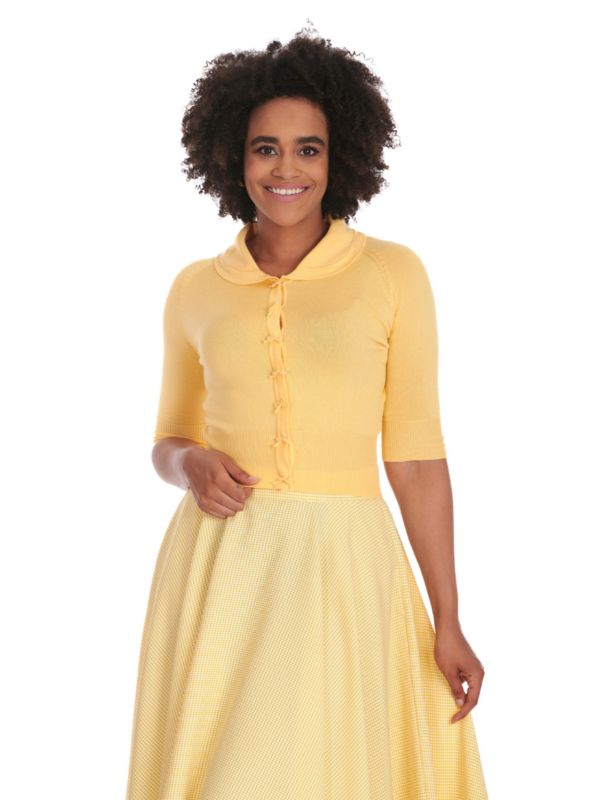 APRIL SHORT SLEEVE CARDIGAN Lemon