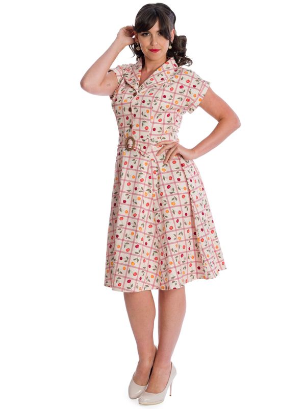 Banned Retro Country Cherry Jennie Jive Fit and Flare Collar Dress