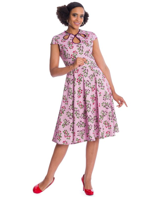 Banned Retro Summer Berry Daisy Fit and Flare Dress