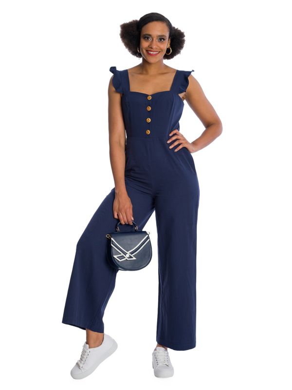 Banned Retro New Style Cute Culotte Navy Playsuit
