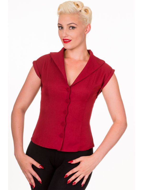 Banned Retro 1950's Dream Master Rita Shirt Bordeaux