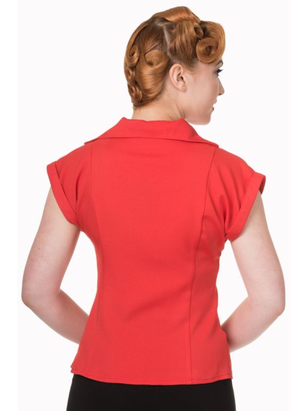 Banned Retro 1950's Dream Master Rita Shirt Lipstick Red