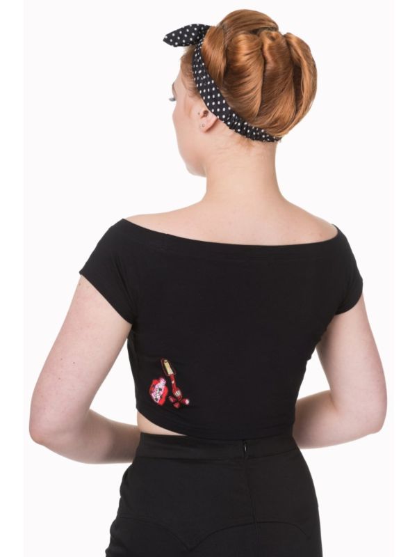 Banned Retro 70's New Romantics Rockabilly Crop Top Black