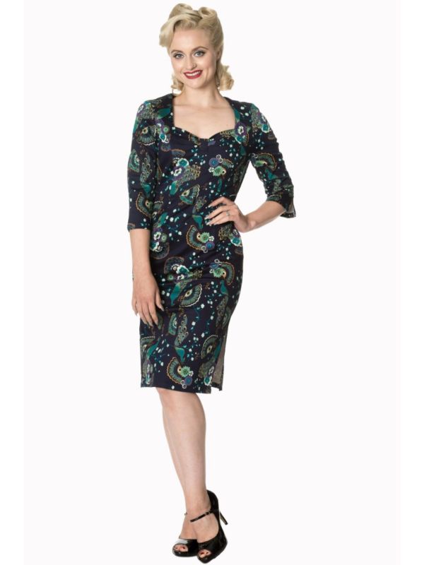 PROUD PEACOCK PENCIL DRESS