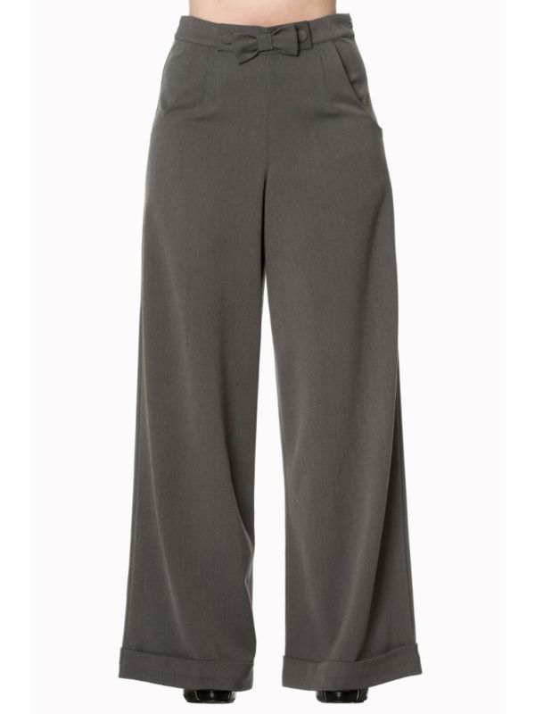 Banned Retro 1950's Hidden Away Vintage Wide Leg Trouser Grey
