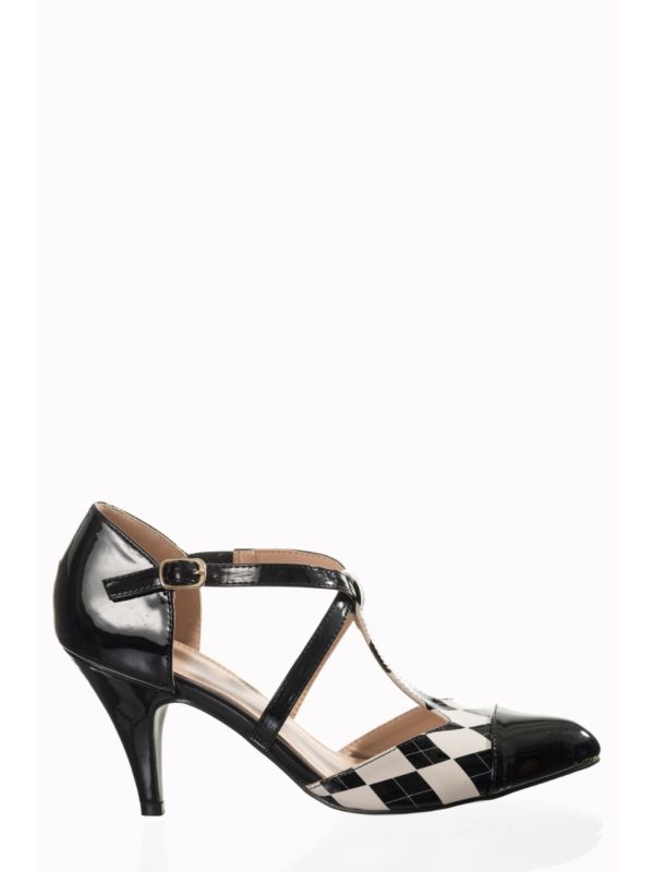 Fly Me To The Moon Pointy T-Strap Pumps Vintage Heels