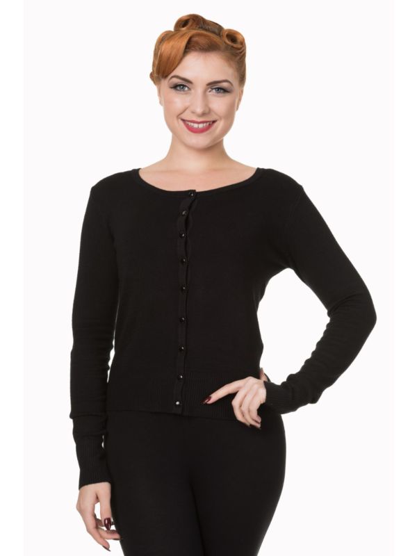 Banned Retro Getaway Long Sleeve Gina Vintage Cardigan Black 