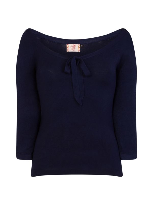 Banned Retro Pretty Illusion Vintage Knit Top Night Blue