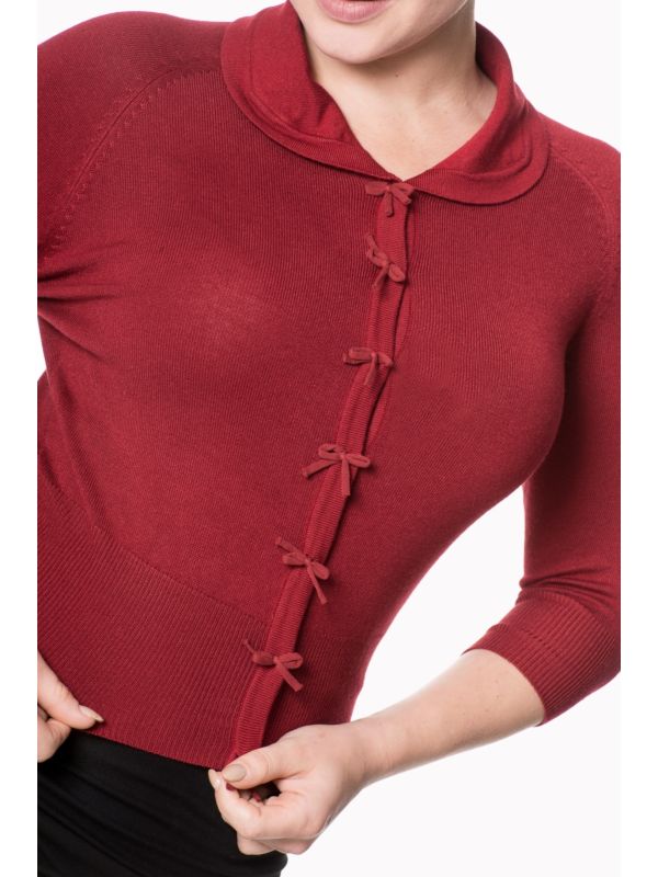 APRIL SHORT SLEEVE CARDIGAN Bordeaux