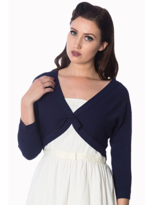Banned Retro 1950's Popcorn Bolero Navy