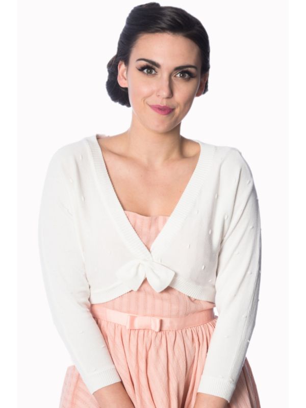 Banned Retro 1950's Popcorn Bolero White