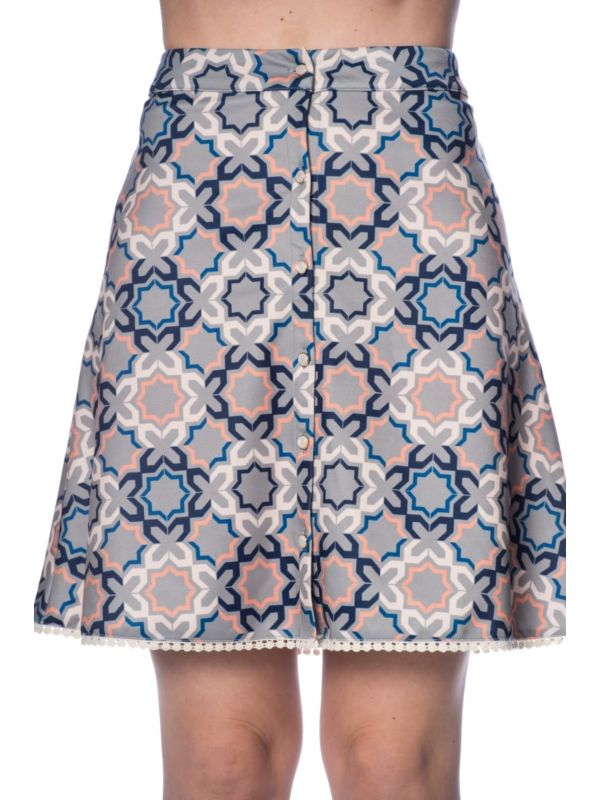 70's TILE BUTTON UP SKIRT