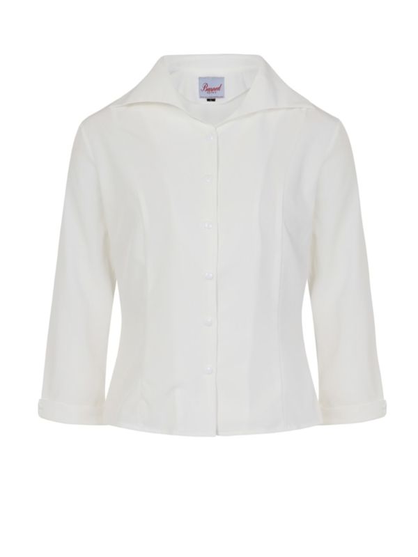 Banned Retro 1950's Janine Peter Pan Winged Collar Vintage Blouse Off White