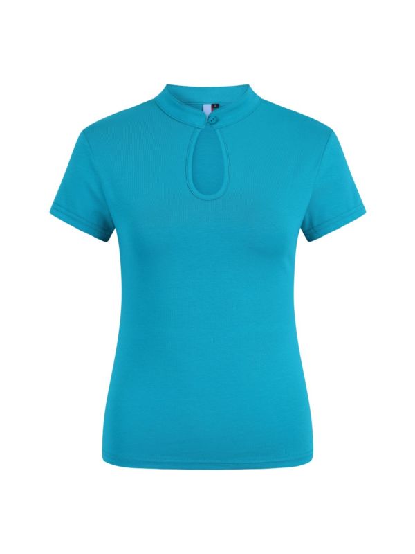 MANDARIN COLLAR TOP Turquoise