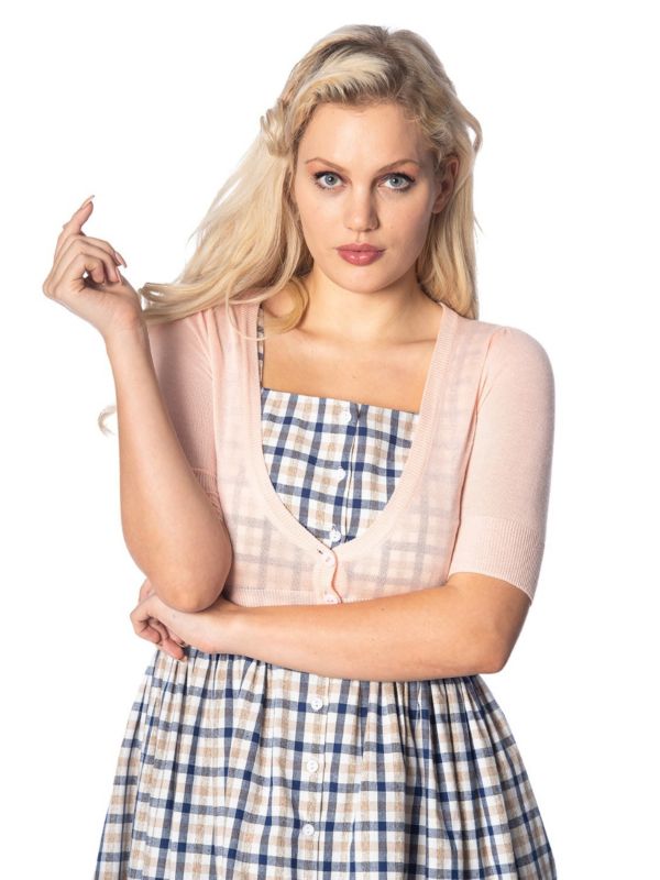 Banned Retro 1950's Bobby Basic Cropped Vintage Cardigan Nude