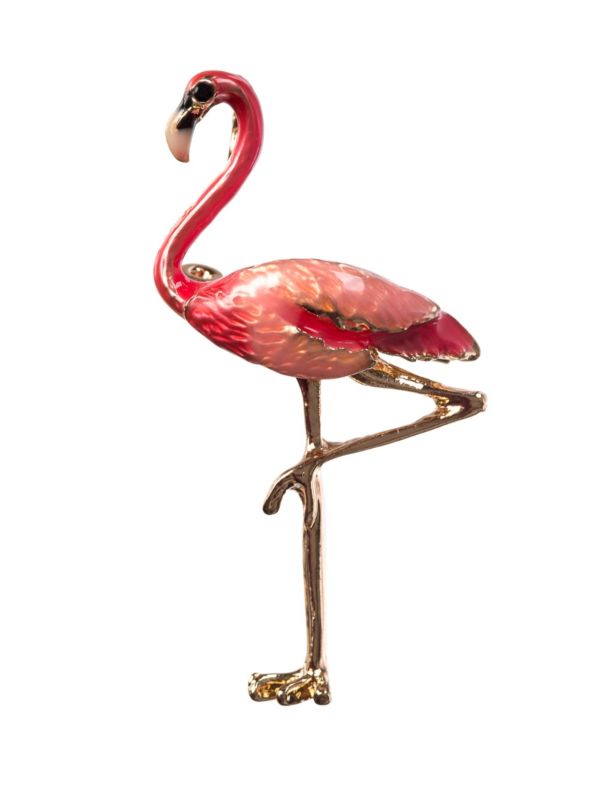 PINK TEARDROP FLAMINGO BROOCH PIN