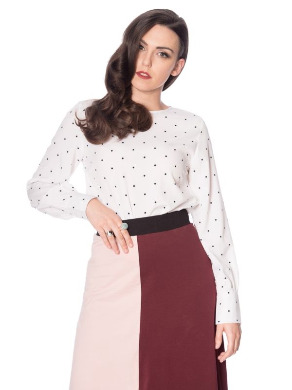 Banned Retro Vintage Dotty Polka Dot Top White