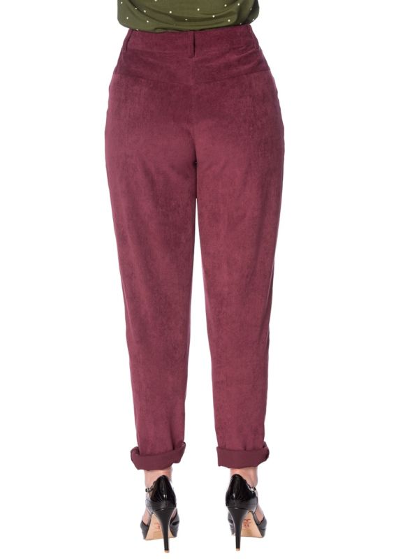 Banned Retro 90's Cute Cords Corduroy Mom Vintage Jeans Burgundy