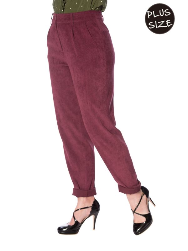 Banned Retro 90's Cute Cords Corduroy Mom Vintage Jeans Burgundy