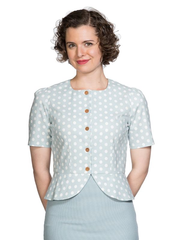 Banned Retro 1950's Spotlight Vintage Polka Dot Peplum Blouse Mint