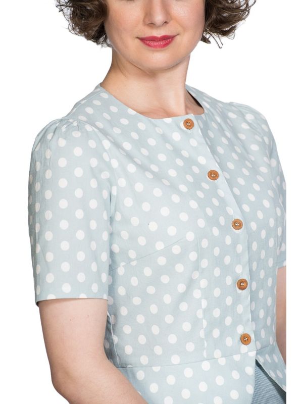 Banned Retro 1950's Spotlight Vintage Polka Dot Peplum Blouse Mint