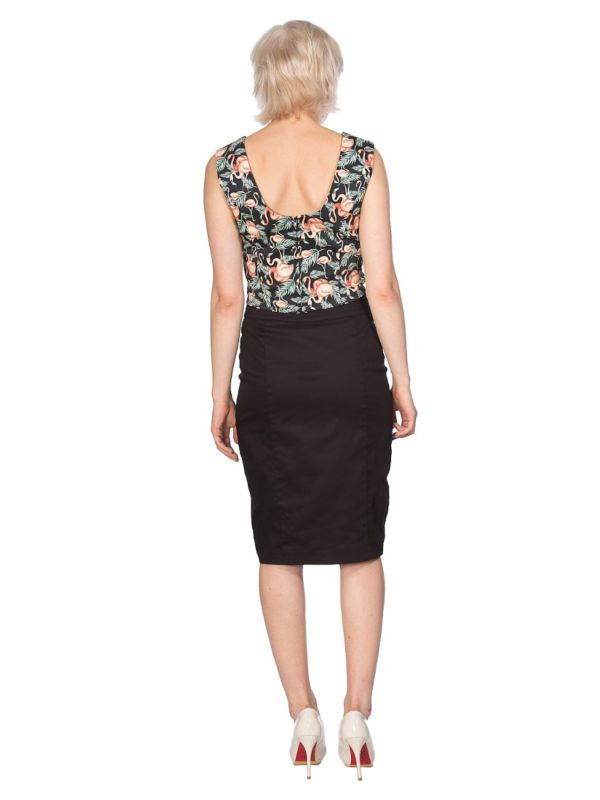 Banned Retro Flamingo Honnie Crop Tank Top Black