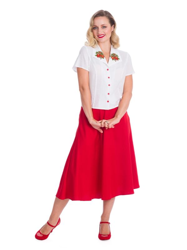 Banned Retro 1940's Strawberry Fields White Blouse