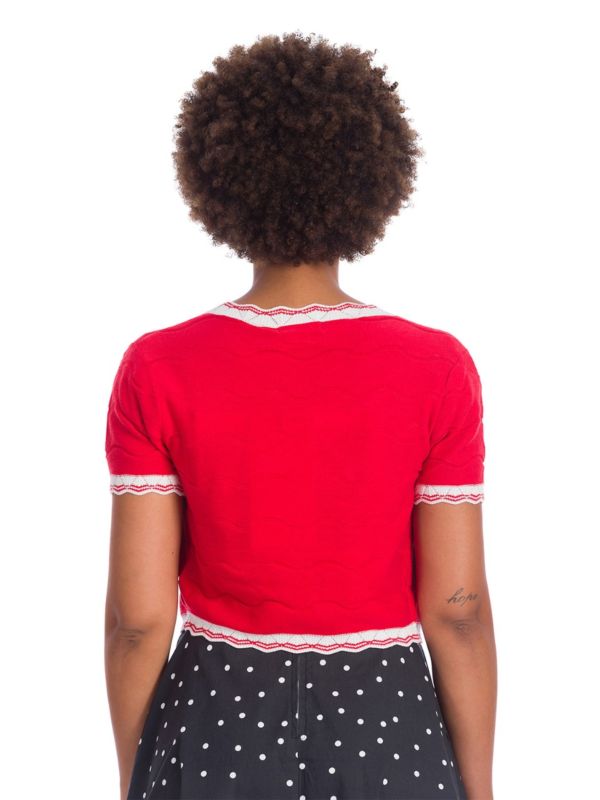 Banned Retro 1940's Sasha Scallop Knit Bolero Red
