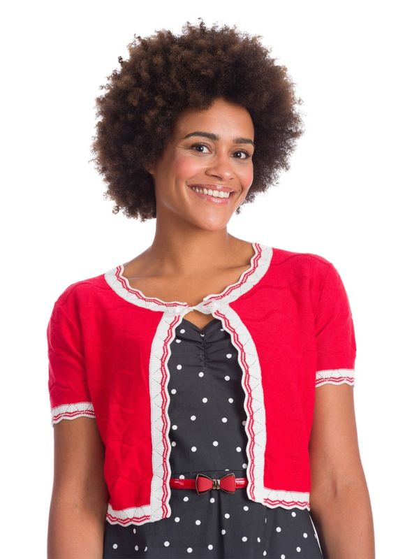 Banned Retro 1940's Sasha Scallop Knit Bolero Red
