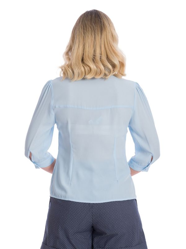 Banned Retro 1940's Bunny Hop Thelma Blouse Blue