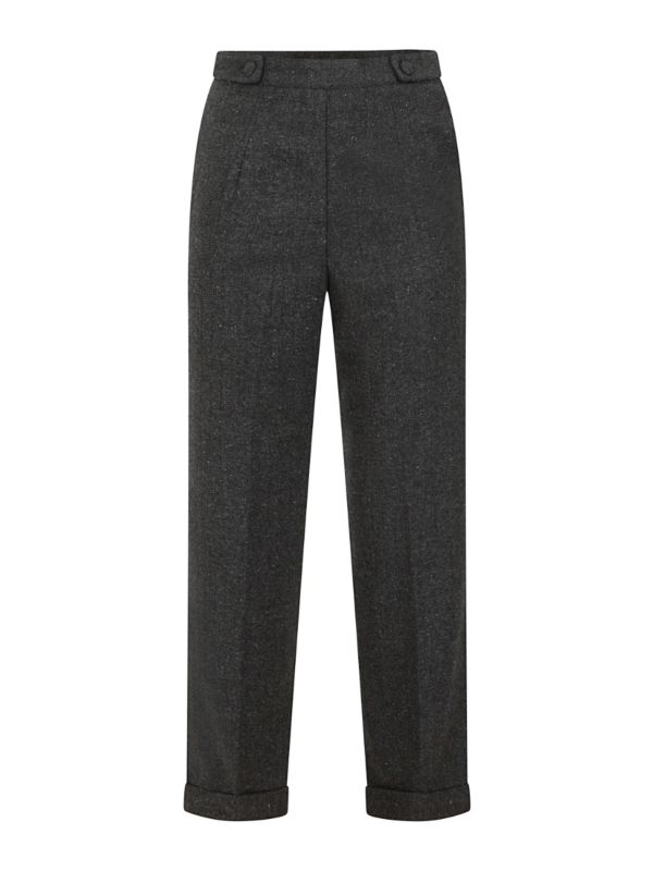 Banned Retro 1950's Button Side Vintage Shirley Wide Leg Trouser Grey