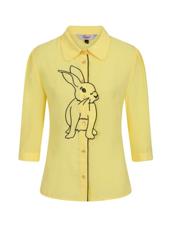 Banned Retro 1940's Bunny Hop Thelma Blouse Yellow