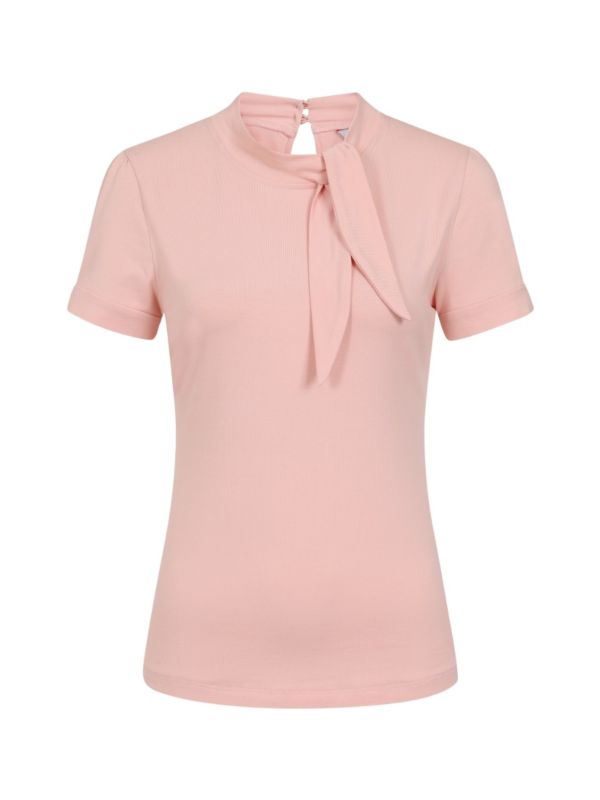 Banned Retro 1950's Sandy Loves Danny High Neck Tie Up Neck Vintage Top Pink