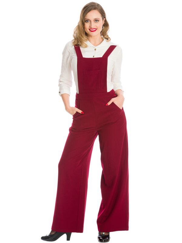 DAY DREAMING DUNGAREES-Burgundy