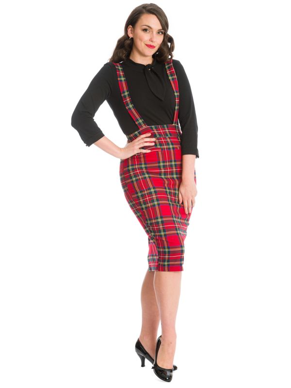 OFFICE QUEEN PENCIL SKIRT-Red