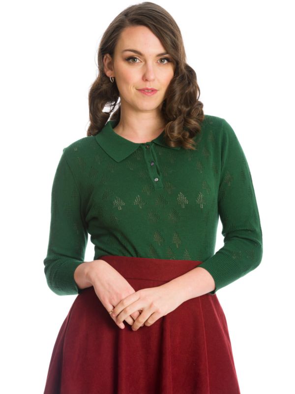 MERRY TREE KNIT TOP-Green