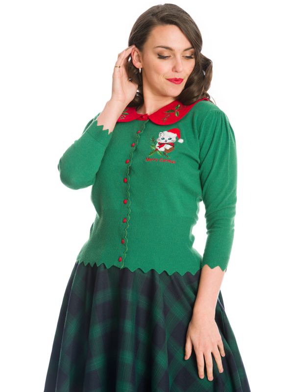 MERRY CATMUS CARDIGAN-Green