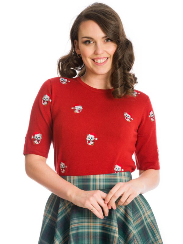 HOLLY CAT JUMPER-Red