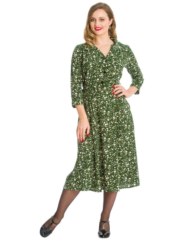 WINTER BLOOMS DRESS-Green