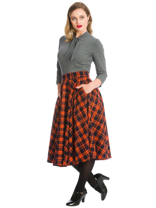 MISS SPOOK CIRCULAR SWING SKIRT-Orange