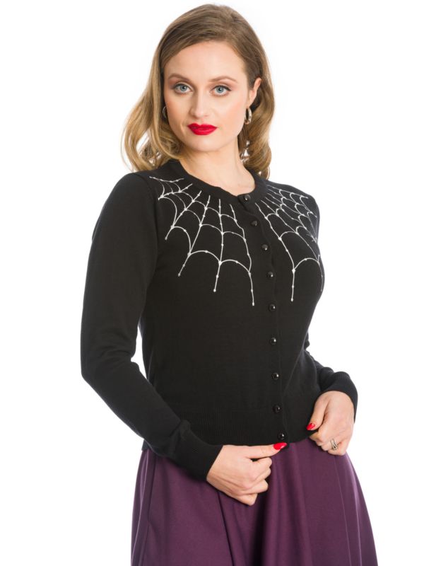 UNDER HER WEB SPELL CARDIGAN-Black/White
