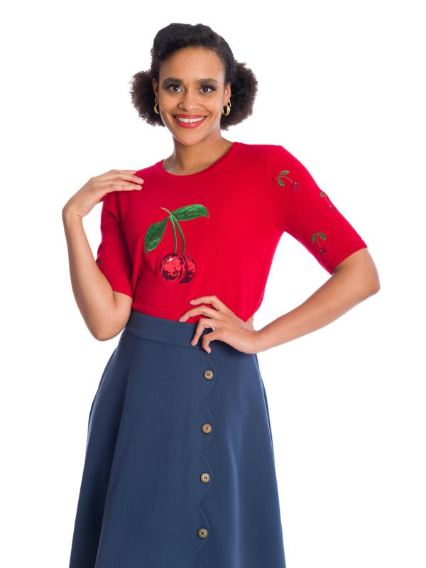 Banned Retro Sweet Summer Cherry Ruby Jumper