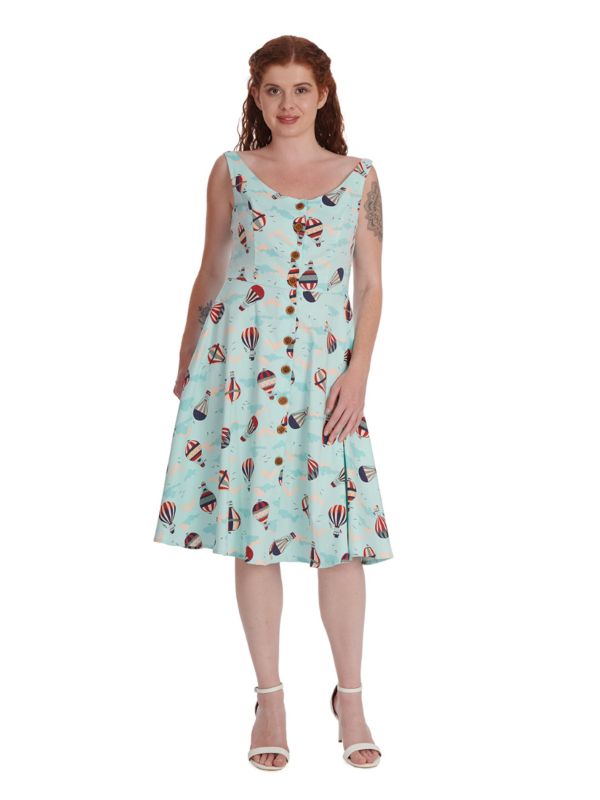 Banned Retro Vintage Globe Button Dress