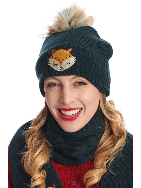 SCANDI XMAS POM POM BEANIE-Green-One Size