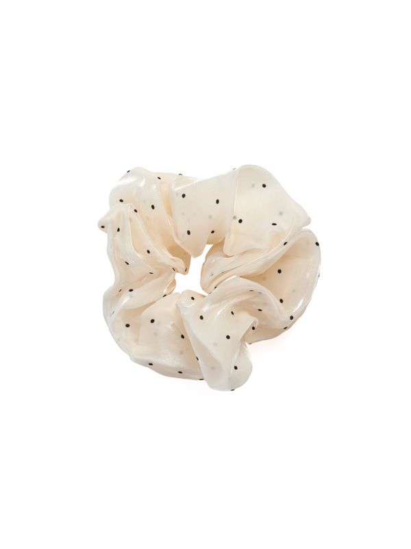 HANA POLKA DOT MESH SCRUNCHIE-Cream-One Size