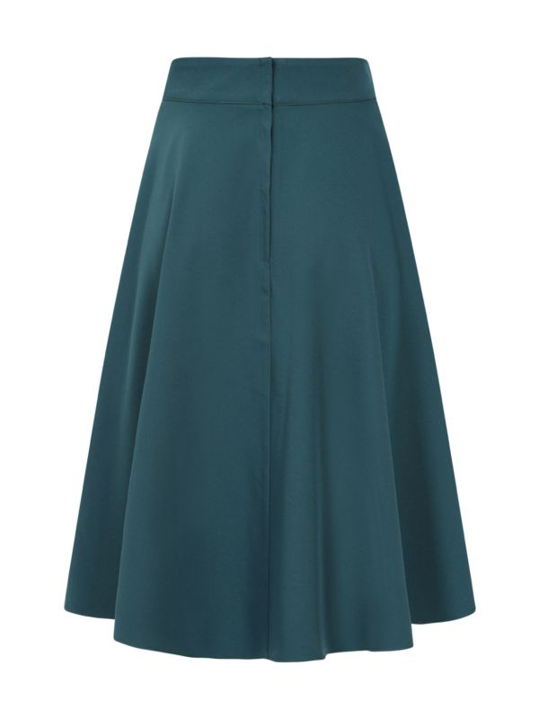 Banned Retro Book Club Swing Skirt with Button and faux flap pocket details-Teal
