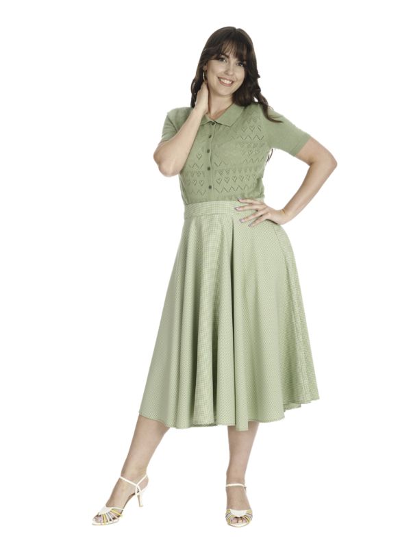 Banned Retro 50s Hearts Waves Cardigan-Green