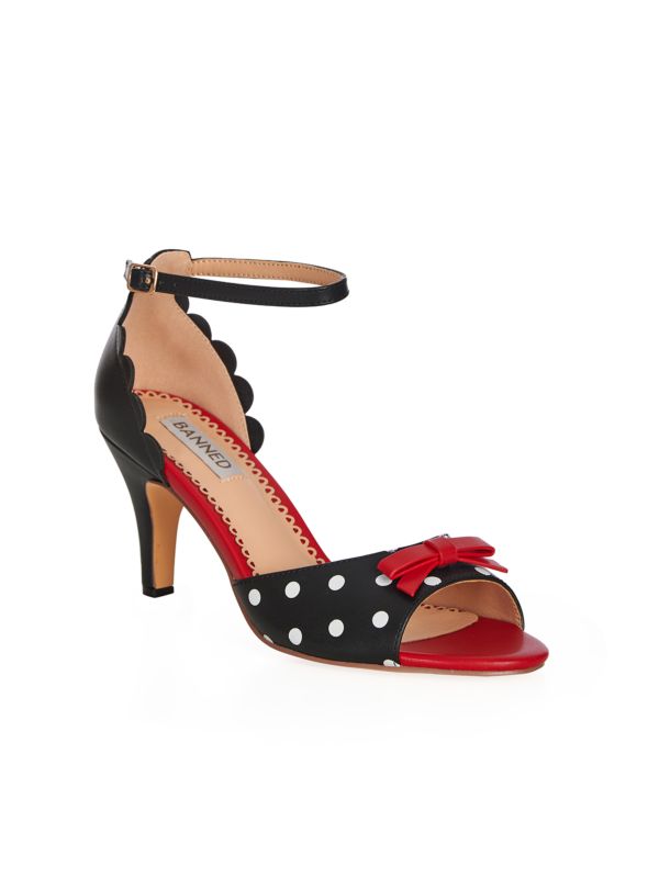 POPPY POLKA OPEN TOE SANDALS Black