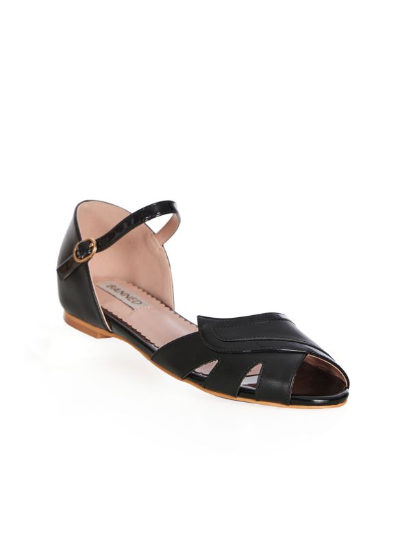 GLAMOROUS GLIDERS FLAT SANDALS Black